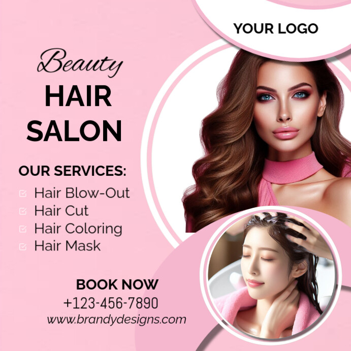Pink Modern & Minimal Hair Salon Instagram Post Template | PosterMyWall