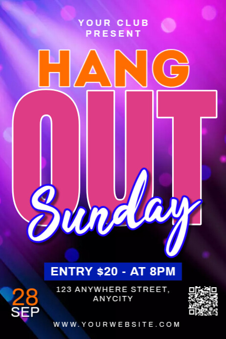 Pink Modern & Minimal Hangout Sunday Poster Template | PosterMyWall