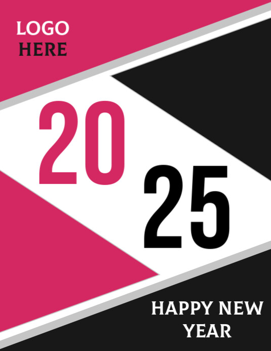 Pink Modern & Minimal Happy New Year Flyer (us Letter) Template ...