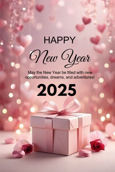 Pink Modern & Minimal Happy New Year Poster Template | PosterMyWall