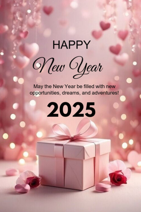 Pink Modern & Minimal Happy New Year Poster Template | PosterMyWall