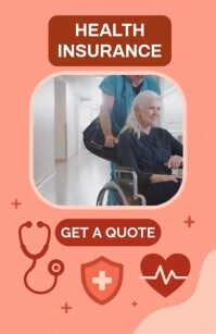 Pink Modern & Minimal Health Insurance Ad Tabloid template
