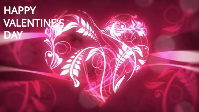 Pink Modern & Minimal Heart Animated Happy Valentine's Day Greeting Video Digital Display (16:9) template