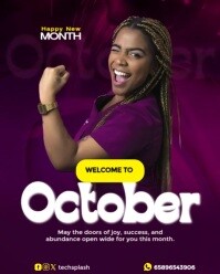Purple Welcome October Instagram Portrait Template