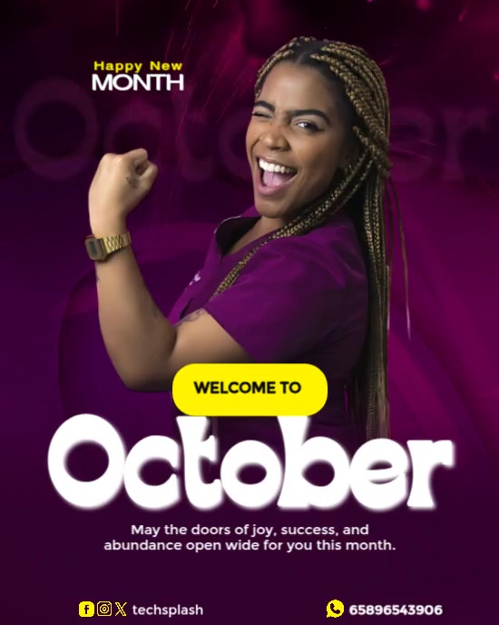 Pink Modern & Minimal Hello October Design  Template Instagram Portrait