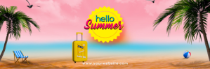 Pink Modern & Minimal Hello Summer Tajuk Twit Заголовок Twitter template