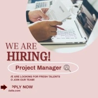 Pink Modern & Minimal Hiring Square (1:1) template