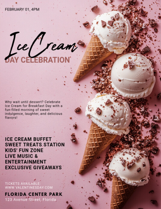 Pink Modern & Minimal Ice-cream Event Flyer (us Letter) Template ...