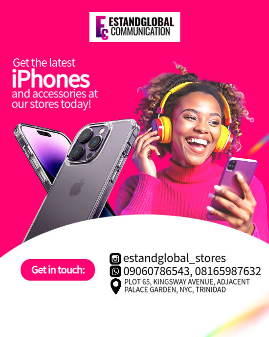 Pink Modern & Minimal Iphone Store Social Media Flyer  Instagram Portrait template