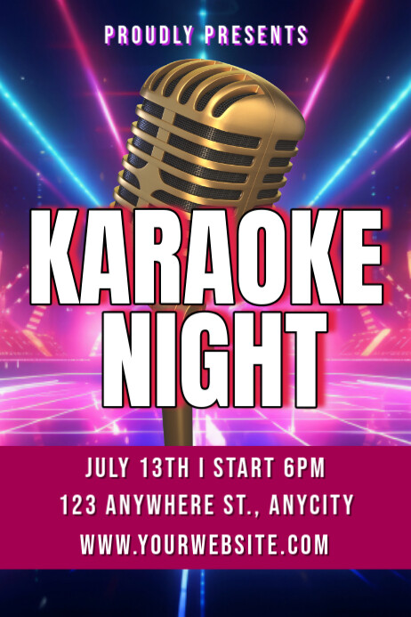 Pink Modern & Minimal Karaoke Party Poster Cartaz template