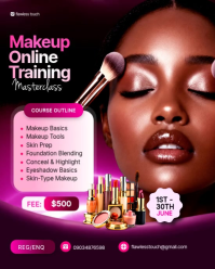 Pink Modern & Minimal Makeup Online Training Flyer Instagram Portrait Video template