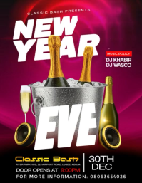 Pink Modern & Minimal Nye Night Party Flyer (us Letter) template