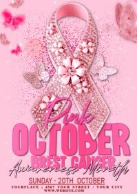 Pink Modern & Minimal October Breast Cancer Awareness A6 template