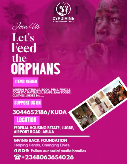 Pink Modern & Minimal Orphanage Outreach Flyer (us Letter) Template ...