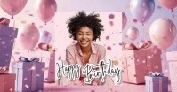Pink Modern & Minimal Pastel Pink Ballons And Confetti Film Facebook Shared Image template