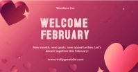 Pink Modern & Minimal Pink And Peach Gradient Welcome February Facebook Post Facebook Shared Image template