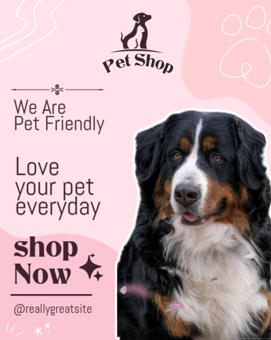 Pink Modern & Minimal Pink And White Playful Pet Friendly Instagram Post Instagram Portrait template