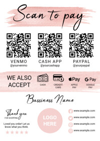 Pink Modern & Minimal Qr Code A6 template