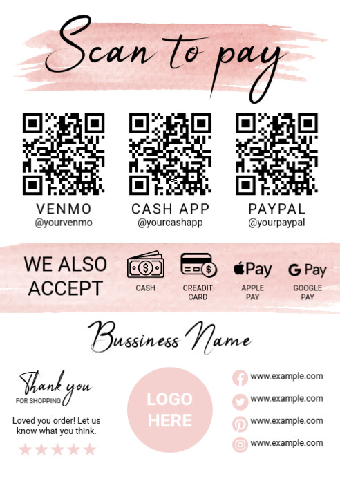 Pink Modern & Minimal Qr Code A6 | PosterMyWall