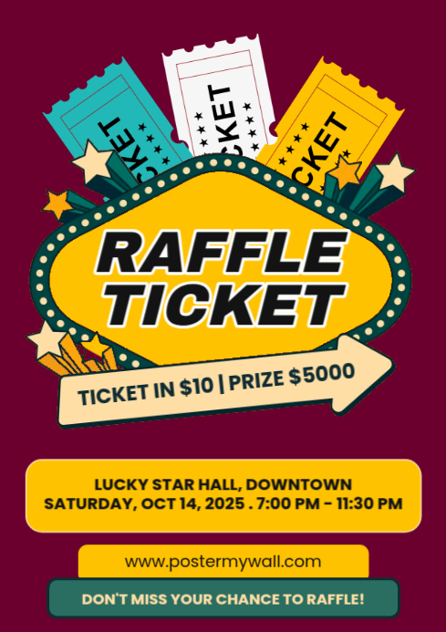 Plantilla de Pink Modern & Minimal Raffle Ticket Contest A4 | PosterMyWall