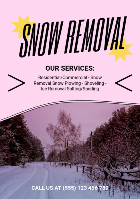 Pink Modern & Minimal Snow Removal A4 template
