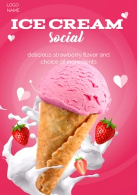 Pink Modern & Minimal Soft Pink Modern Ice Cream Poster A2 template