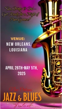 Pink Modern & Minimal The Image Is A Poster Design Template  For Jazz And Blues Festival  Business C