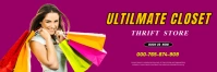Pink Modern & Minimal Thrift Store Banner 2' × 6' template