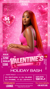 Pink Modern & Minimal Valentine's Night Party  Whatsapp Status template