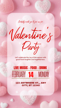Pink Modern & Minimal Valentine's Party Invite Flyer  Digital Display (9:16) template