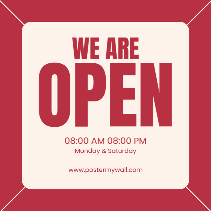 Pink Modern & Minimal We Are Open Instagram Post template