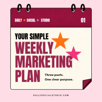 Merah Muda Weekly Marketing Plan Kvadrat Template - Page 1