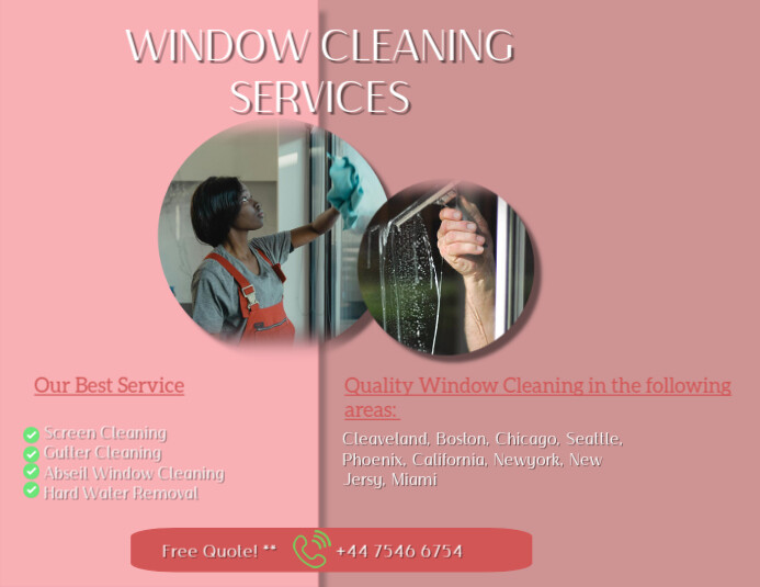 Pink Modern & Minimal Window Cleaning Template  Flyer (us Letter)