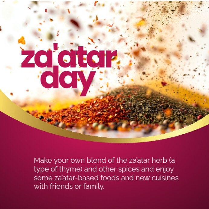 Atar Design Copy of Pink Modern & Minimal Za'atar Day Instagram P | PosterMyWall