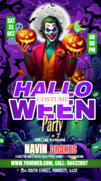 Pink Modern & Minimal Editable Halloween Party  Digital Display (9:16) template