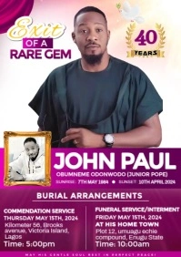 Pink Modern & Minimal Funeral Design Template  A5
