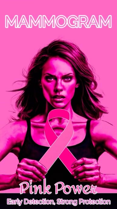 Pink Modern & Minimal Mammogram Pink Power Di Ekran reklamowy (9:16) template
