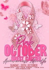 Pink Modern & Minimal October Breast Cancer Awareness A6 template