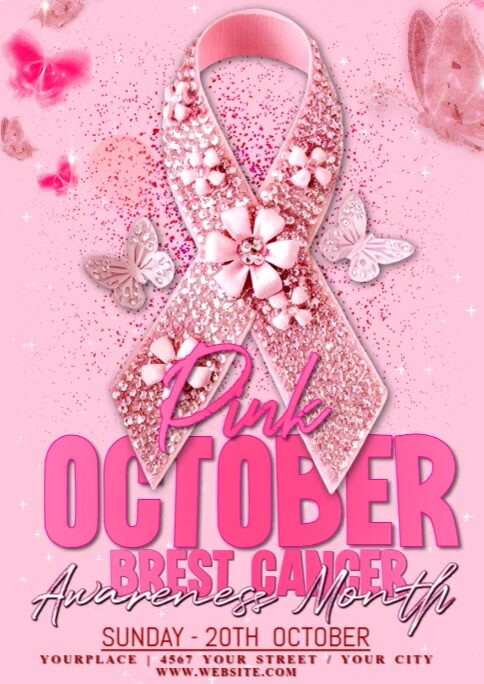 Pink Modern & Minimal October Breast Cancer Awareness A6 Template ...
