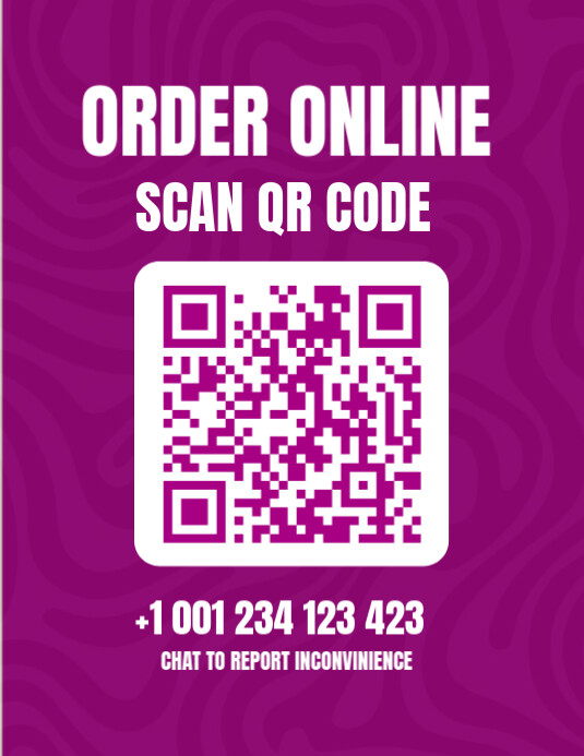 Pink Modern & Minimal Order Online Qr Code Scan/easy Order Qr Code Poster Flyer (us Letter) template