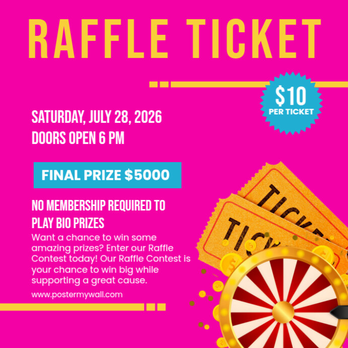 Pink Modern & Minimal Raffle Ticket Contest Instagram Post Template ...