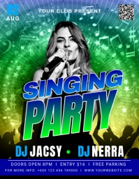 Pink Modern & Minimal Singing Party Pamflet (letter As) Flyer (US Letter) template