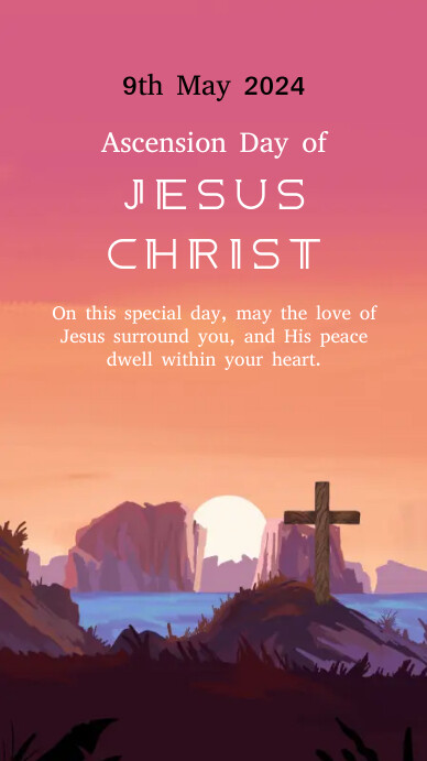 Pink Modern Ascension Day of Jesus Christ Ins Instagram Story template