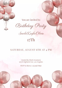 Pink Invitations Pink Birthday party Invitation Template | PosterMyWall