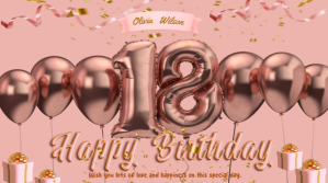 Pink Modern Happy 18th Birthday Card Præsentation (16:9) template