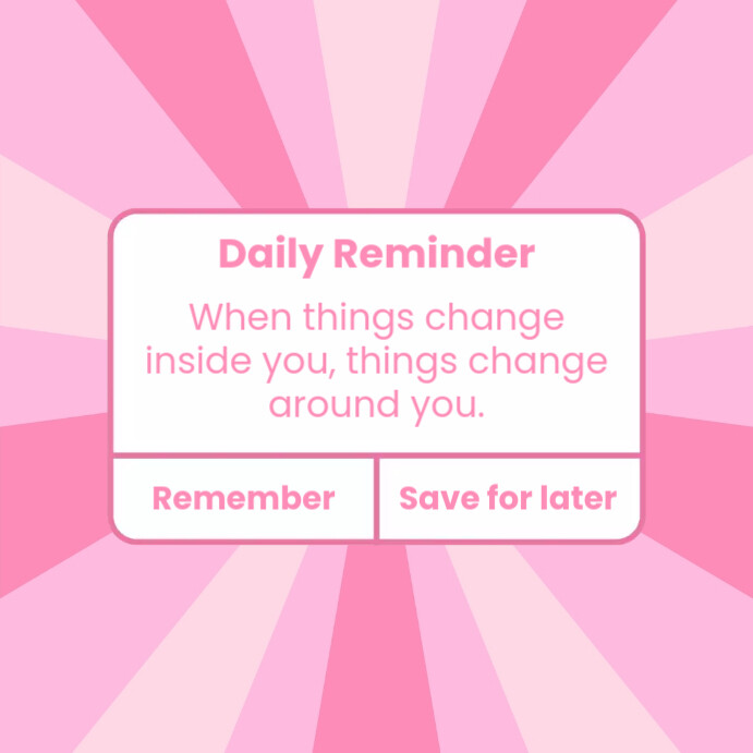 Plantilla de Pink Modern Notification Quote Instagram Post PosterMyWall