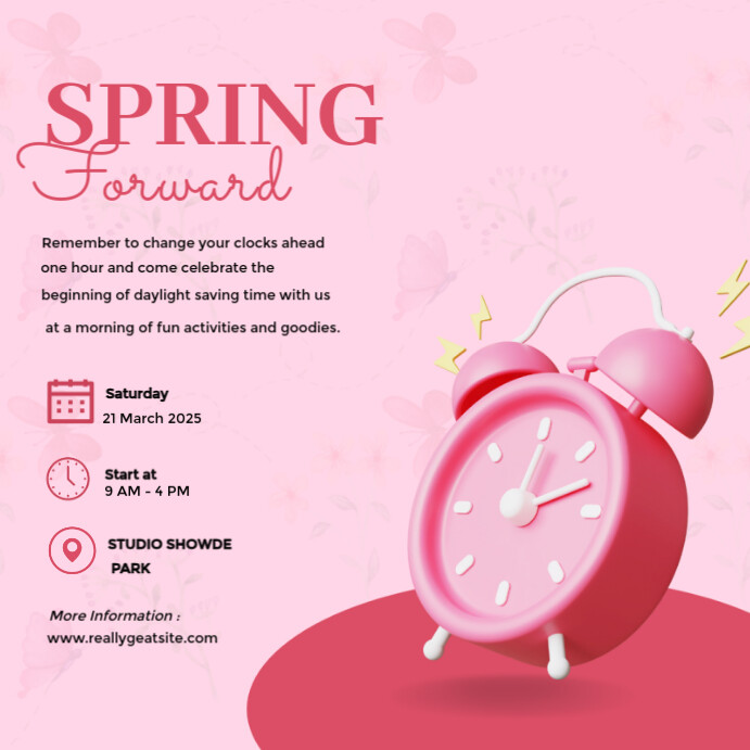 Pink Modern Spring Forward Facebook Post Template | PosterMyWall