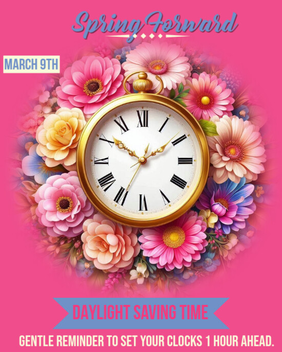 Copy of Pink Modern Spring Forward Flyer Template | PosterMyWall