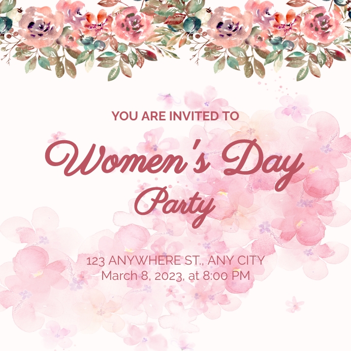 Pink Modern Women's Day Party Invitation Template | PosterMyWall
