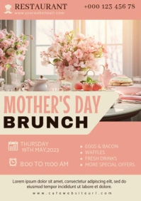 Pink  Mother's Day Brunch A4 template